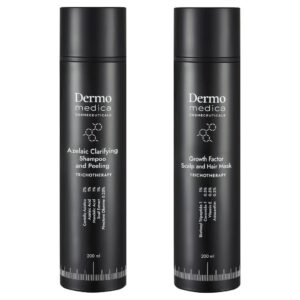 DERMOMEDICA ZESTAW AZELAIC ClARIFYING SHAMPOO AND PEELING 200ML I  GROWTH FACTOR SCALP  AND HAIR MASK 200 ML